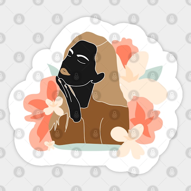 Flower Goddess Sticker by MinimalLineARt